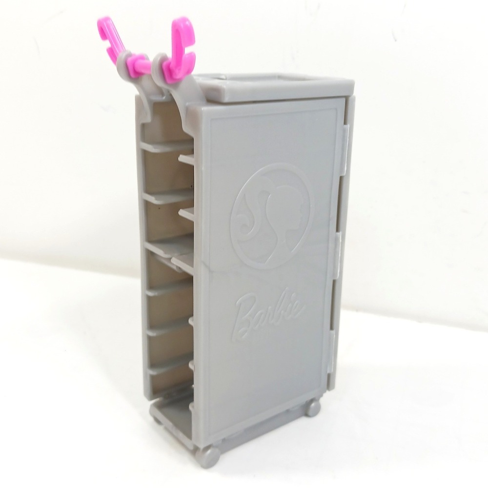 Mattel Barbie Airplane Galley Food Service Cart Grey Pink Rolling Playset Piece